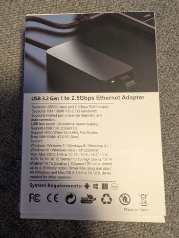 LAN Ethernet - Usb adapteris 1000 2500 mbps