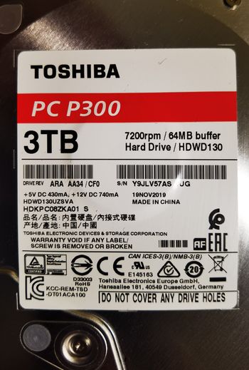 Toshiba P300 3 TB HDD Storage