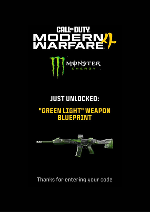 Monster Energy X Call of Duty: MODERN WARFARE 4 - Green Light Weapon Blueprint Skin (DLC) (PS4/PS5/XBOX ONE/XBOX SERIES X/PC) Official Website Key GLOBAL