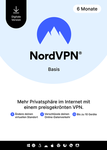 NordVPN Basis - 6 Monate - 10 Geräte (PC/MAC/Mobile) Premium VPN Software - DEUTSCHLAND