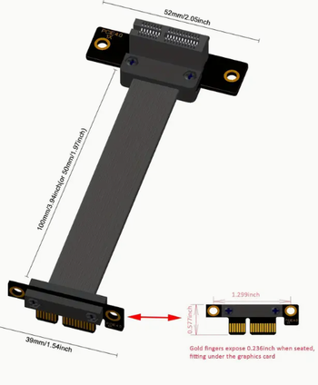 90 laipsnių PCIe Gen4 ilgiklis 5cm