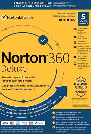 Norton 360 Deluxe 50GB - 5 Devices 1 Year - Non-Subscription Norton