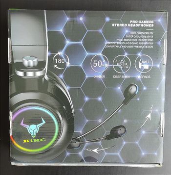 Get Naujos KIKC žaidimų ausinės su RGB apšvietimu, mikrofonu ir papildomu dėklu 