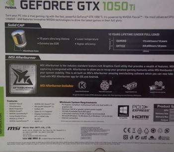 Redeem MSI GeForce GTX 1050 Ti 4 GB 1341-1455 Mhz PCIe x16 GPU
