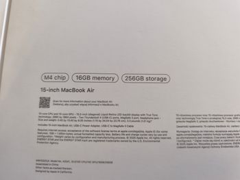Buy Kaip naujas MacBook Air M4 15" 16 / 256gb su Garantija