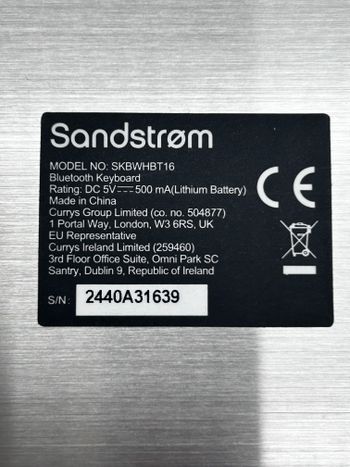 Sandstrom SKBWHBT16 Bluetooth Belaidė Klaviatūra