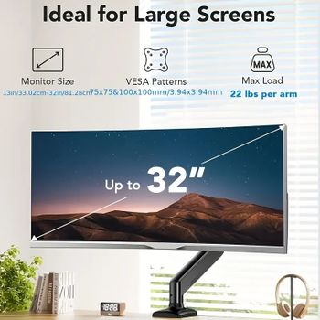 Reguliuojamas aliuminis monitoriaus laikiklis (13"–32", iki 9.98 kg) Tvirtas ir  for sale