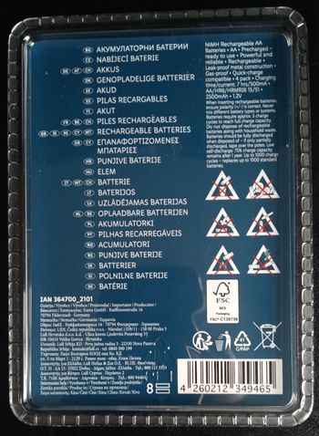 12 Pilas Recargables AA 2.500 mAh