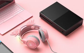 Get  Onikuma X15 Pro Pink Deer Horns gaming headphones (žaidimų ausinės)