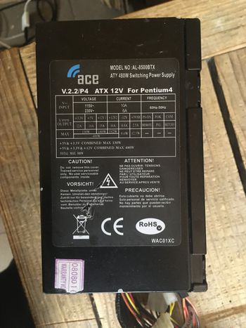 ACE AL-8500BTX 480W CPU 1x8 PSU maitinimo blokas PC Power supply maitekas