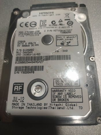 Hitachi Travelstar 7K500 250 GB HDD Storage
