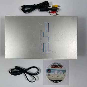 Sony PlayStation 2 PS2 Silver + Cables and a Game