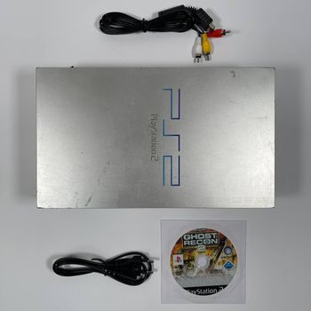 Sony PlayStation 2 PS2 Silver + Cables and a Game
