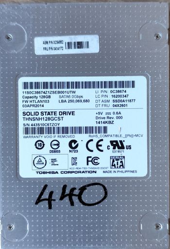 Toshiba Solid State Drive 128 GB SSD Storage
