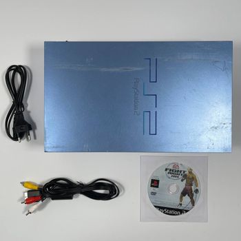 Sony PlayStation 2 PS2 Aqua Metallic Blue + Cables and a Game