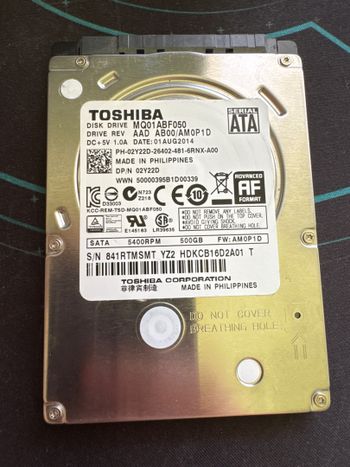 Toshiba 500GB HDD 5400RPM