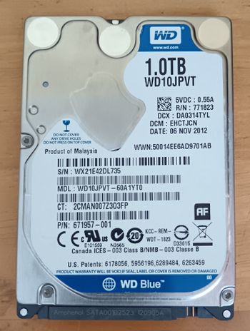Western Digital 1 TB HDD Storage