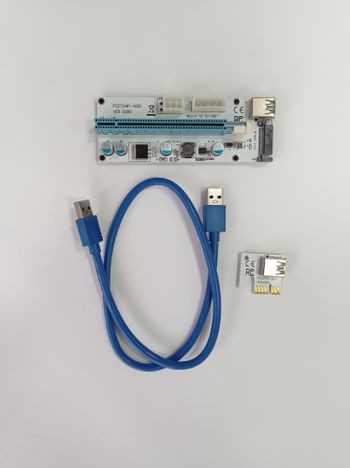 Riser PCI Express Adapter PCE164P-N06/ VER-008S for Bitcoin mining mėlyna-balta