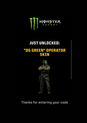 Monster Energy X Call of Duty: MODERN WARFARE 4 - OG Green Operator Skin (DLC) (PS4/PS5/XBOX ONE/XBOX SERIES X/PC) Official Website Key GLOBAL