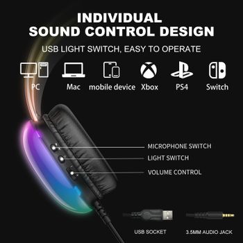 Get Onikuma X25 RGB gaming headphones (žaidimų ausinės)