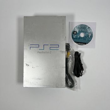 PlayStation 2, Silver + Cables and a Game