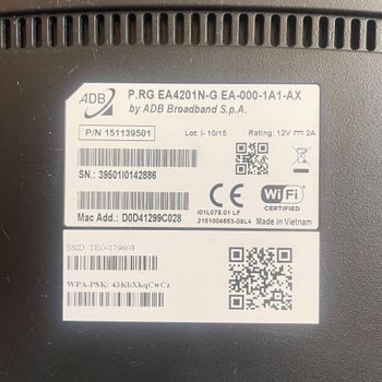 ADB EA4201N-G EA-000-1A1-AX 1GBs Modemas marsrutizatorius 2.4 GHZ