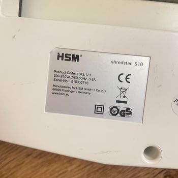 Buy HSM Shredstar S10 Popieriaus bei korteliu smulkintuvas shrederis shredher biurui