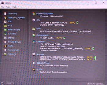 i5-6500/32GB RAM/RX570 8GB GPU/180GB SSD/750GB HDD/600W PSU