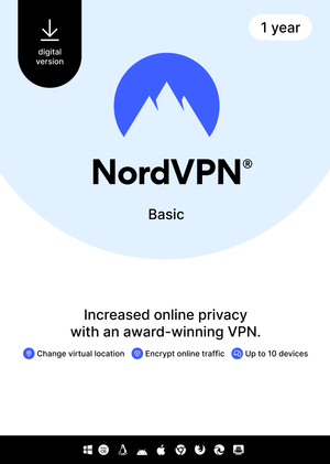NordVPN Basic - 1 Year - 10 Devices (PC/MAC/Mobile) Premium VPN Software Subscription Key GLOBAL