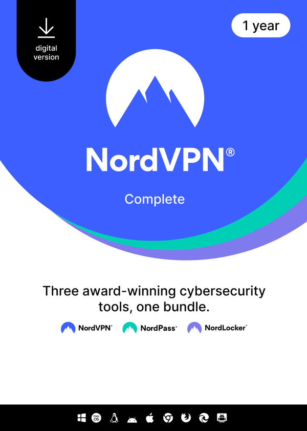 NordVPN Complete - 10 Devices - 1 Year (PC/MAC/MOBILE) VPN & Cybersecurity Software Subscription Key GLOBAL