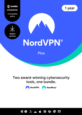 NordVPN Plus Eneba Exclusive - 10 Devices - 1 Year + 2 Extra Months (PC/MAC/MOBILE) VPN & Cybersecurity Software Subscription Key GLOBAL