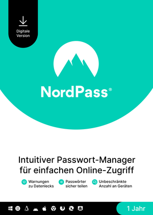 NordPass Premium, Unlimited Devices, 1-Year, Password Manager (PC/Mac/Mobile) Subscription Key GERMANY