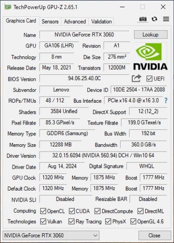 Lenovo RTX 3060 12GB OEM LHR