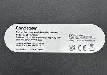 Sandstrom Multi-device Rechargeable Bluetooth Belaidė Klaviatūra