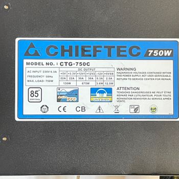 CHIEFTEC CTG-750C 750W GPU 1x8 CPU 1x8 PSU maitinimo blokas PC Power supply maitekas maitblokis