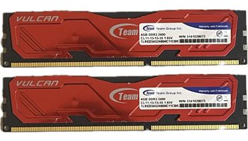 8GB Kit (2x 4GB) DDR3 TeamGroup Vulcan 2400MHz CL11-13-13-35 @1.65V TLRED34G2400HC11CBK RAM Operatyvioji atmintis PC atmintis Gaming Ramas stick kompiuterio