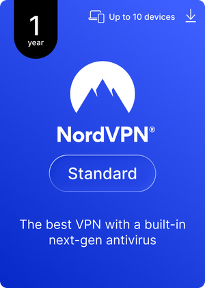 NordVPN Standard - 1 Year - 10 Devices (PC/MAC/Mobile) Best VPN & Next-Gen Antivirus Software Subscription Key UNITED STATES